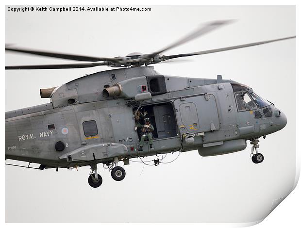  Royal Navy Merlin ZH858 Print by Keith Campbell