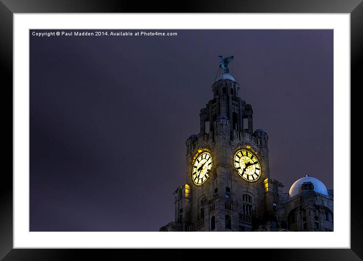 Top of the Liver Building tower Framed Mounted Print by Paul Madden