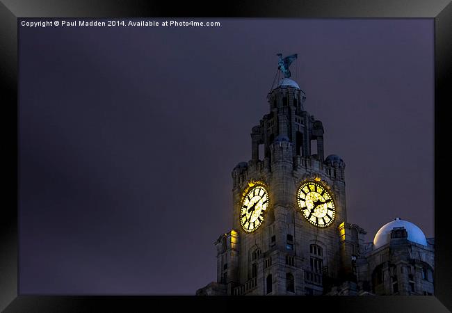 Top of the Liver Building tower Framed Print by Paul Madden