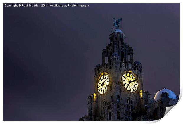 Top of the Liver Building tower Print by Paul Madden