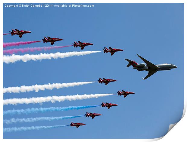  RAF Sentinel and Red Arrows Print by Keith Campbell