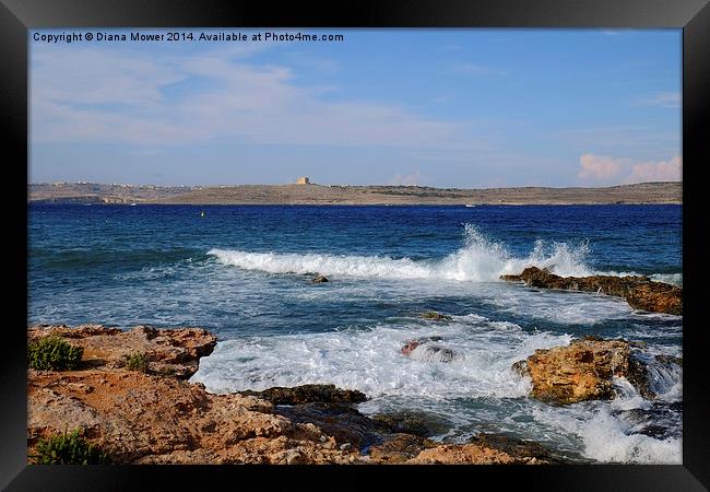  Comino View Framed Print by Diana Mower