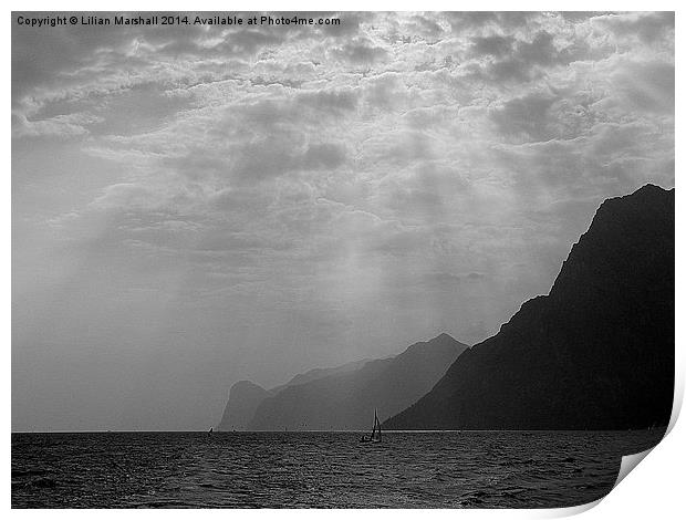 Rays over Lake Garda Print by Lilian Marshall