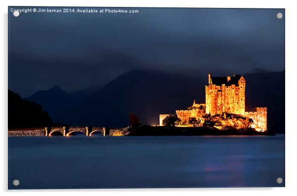  Eilean Donan Castle. At Night. Acrylic by Jim kernan