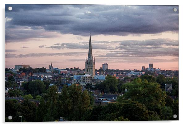 Twilight over Norwich Acrylic by Rus Ki