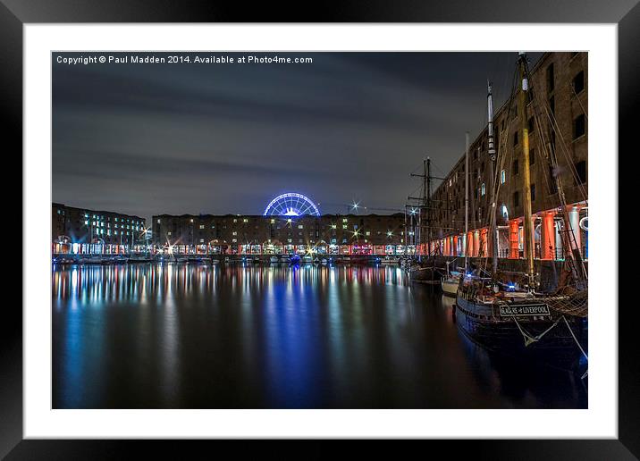 Albert Dock at night Framed Mounted Print by Paul Madden