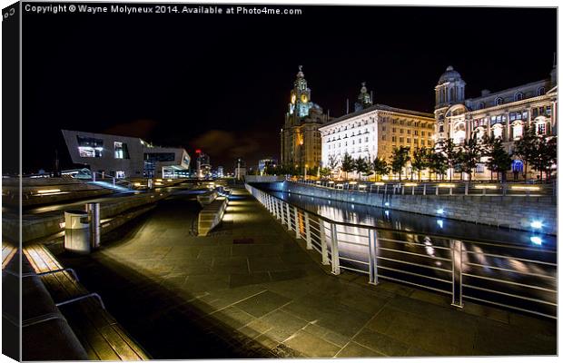 Liverpool Waterfront at Night  Canvas Print by Wayne Molyneux