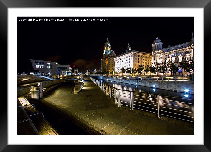 Liverpool Waterfront at Night  Framed Mounted Print by Wayne Molyneux