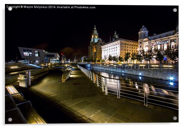 Liverpool Waterfront at Night  Acrylic by Wayne Molyneux