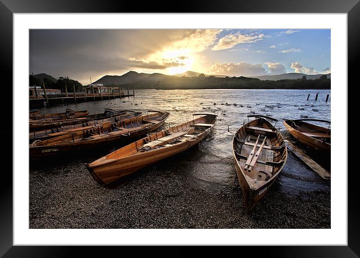 Derwent water boats Framed Mounted Print by Tony Bates