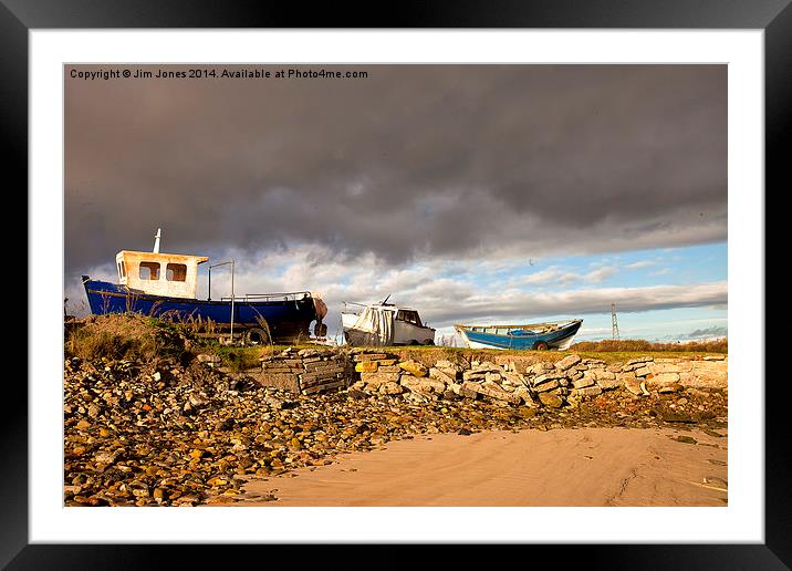  Boatyard under threatening sky Framed Mounted Print by Jim Jones