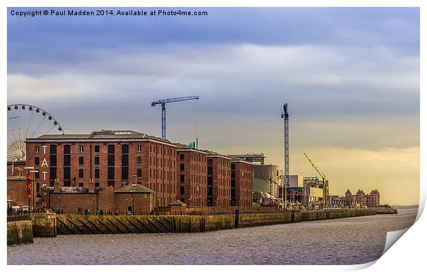 Albert Dock from the River Mersey Print by Paul Madden