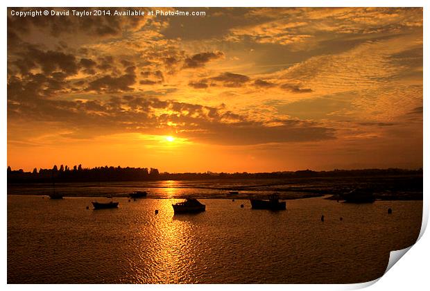 Sunset at Eastney Portsmouth UK Print by David Taylor