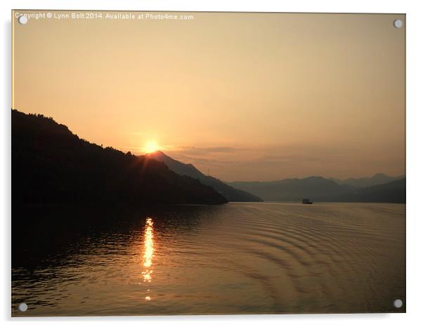  Sunset on the Yangtze River China Acrylic by Lynn Bolt