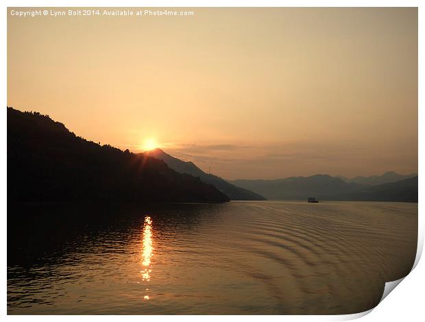  Sunset on the Yangtze River China Print by Lynn Bolt