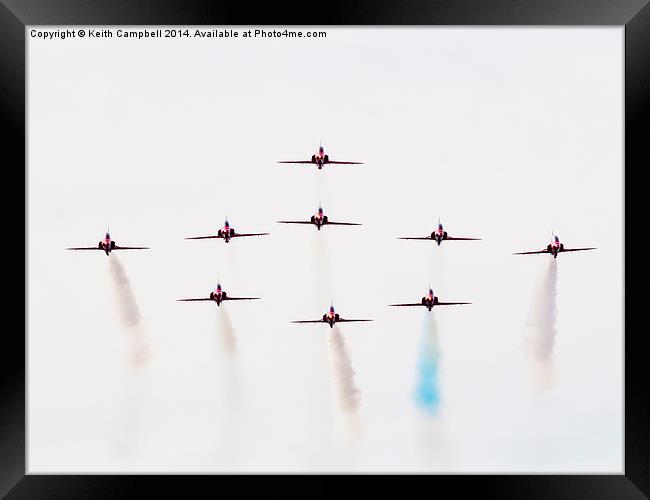  Red Arrows - Red, White and a little Blue... Framed Print by Keith Campbell
