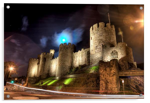  Conwy Castle At Night Acrylic by David Bretnall