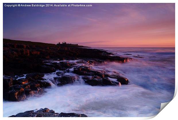  Dunstanburgh on the Rocks Print by Andrew Baldridge