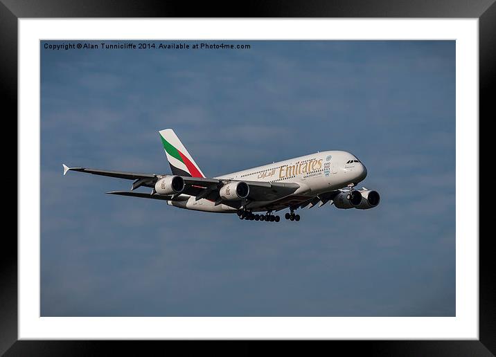  Airbus A380 Framed Mounted Print by Alan Tunnicliffe