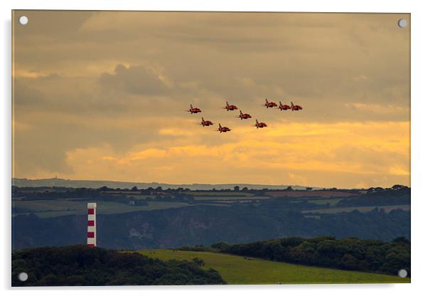  Red Arrows at Fowey 2014 Acrylic by Oxon Images