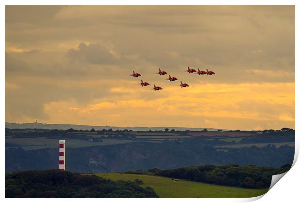 Red Arrows at Fowey 2014 Print by Oxon Images