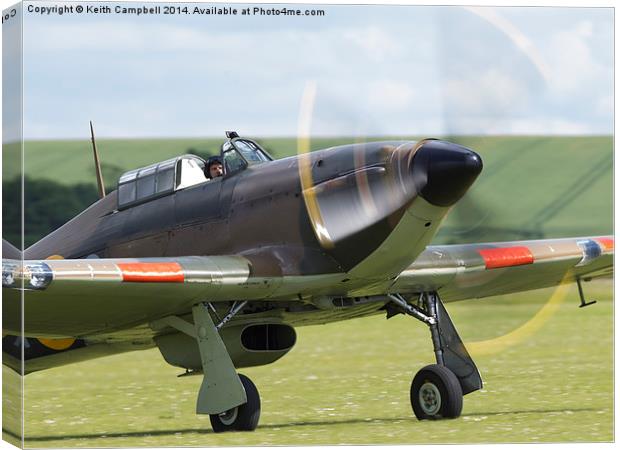  RAF Hurricane taxiing back. Canvas Print by Keith Campbell