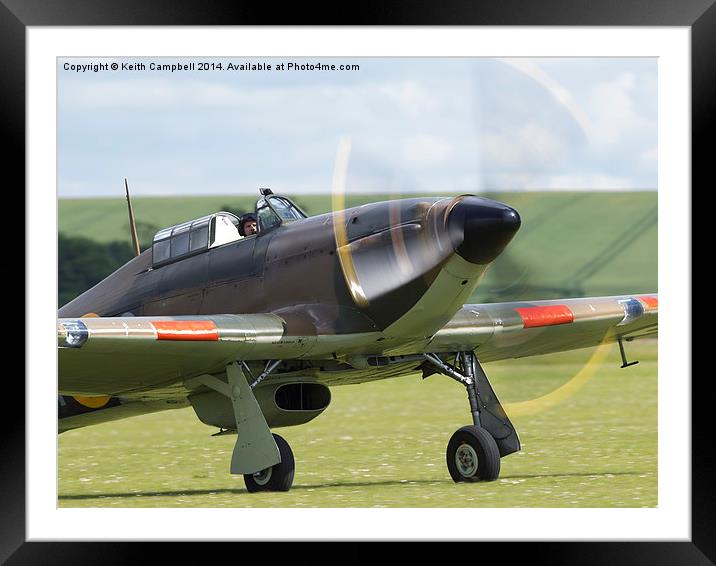  RAF Hurricane taxiing back. Framed Mounted Print by Keith Campbell