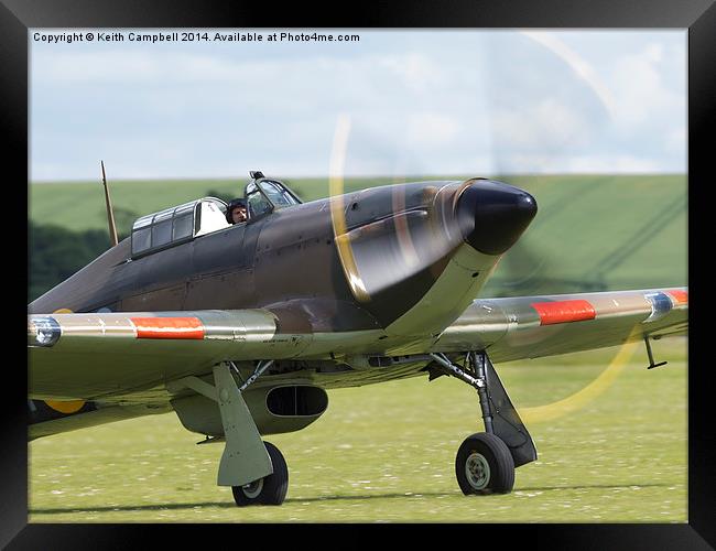  RAF Hurricane taxiing back. Framed Print by Keith Campbell