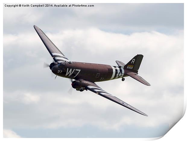 C-47B Skytrain banking Print by Keith Campbell