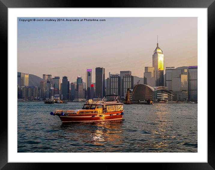  Hong Kong Island Skyline at twilight Framed Mounted Print by colin chalkley