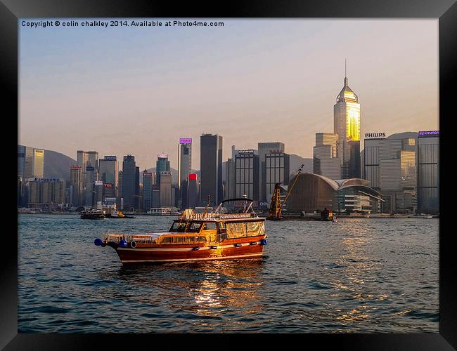  Hong Kong Island Skyline at twilight Framed Print by colin chalkley