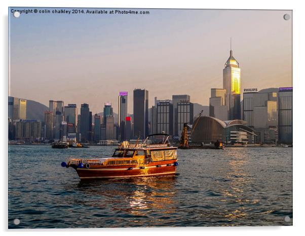  Hong Kong Island Skyline at twilight Acrylic by colin chalkley