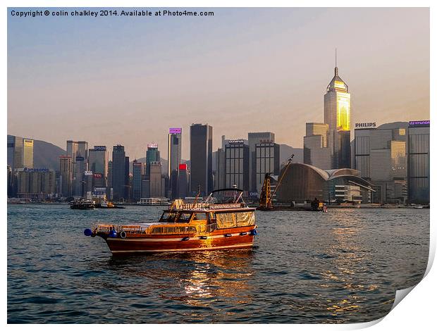  Hong Kong Island Skyline at twilight Print by colin chalkley