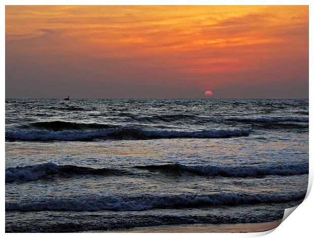  Sunset in Arabian Sea Print by Lalam M