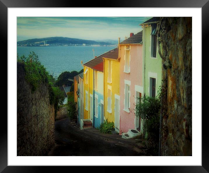  Fishermen's cottages in Mumbles Swansea Framed Mounted Print by Leighton Collins