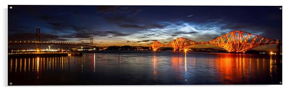 Noctilucent Clouds over Forth Bridges Acrylic by Adrian Maricic