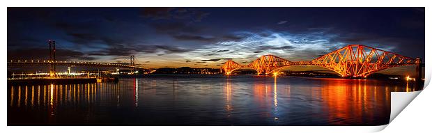 Noctilucent Clouds over Forth Bridges Print by Adrian Maricic