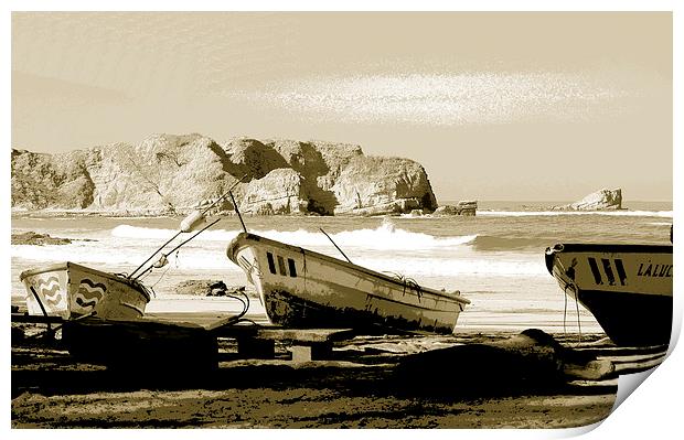  Boats on Beach Duo Tone Print by james balzano, jr.