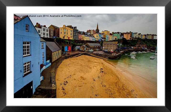  Rain on Tenby Framed Mounted Print by Sharon Cain