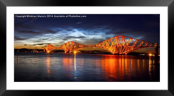 Rare Noctilucent Clouds over Forth Rail Bridge Framed Mounted Print by Adrian Maricic