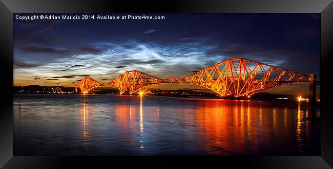 Rare Noctilucent Clouds over Forth Rail Bridge Framed Print by Adrian Maricic