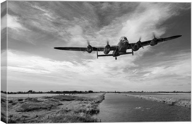 617 Squadron Lancaster training sortie B&W version Canvas Print by Gary Eason
