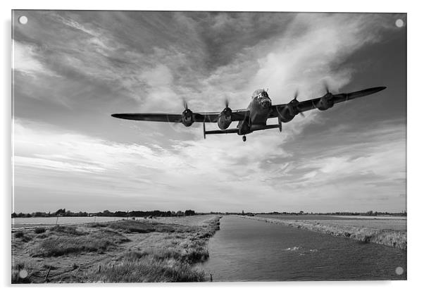 617 Squadron Lancaster training sortie B&W version Acrylic by Gary Eason