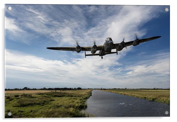 617 Squadron Dambusters Lancaster at low level Acrylic by Gary Eason