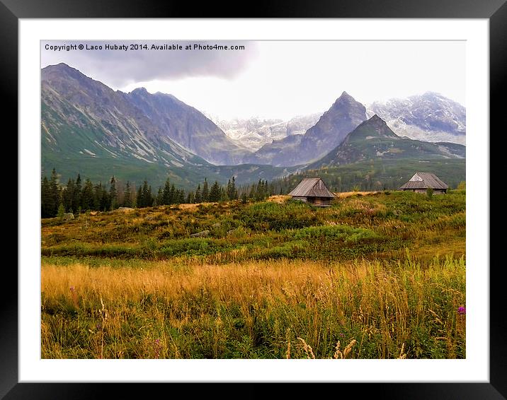 Wooden chalets in High Tatras Framed Mounted Print by Laco Hubaty