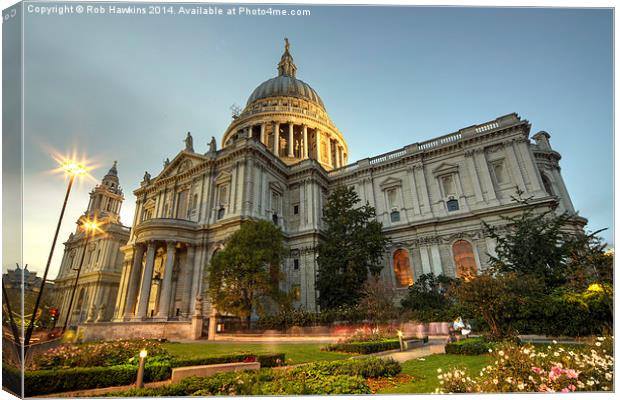  St Paul's Cathedral at dusk  Canvas Print by Rob Hawkins