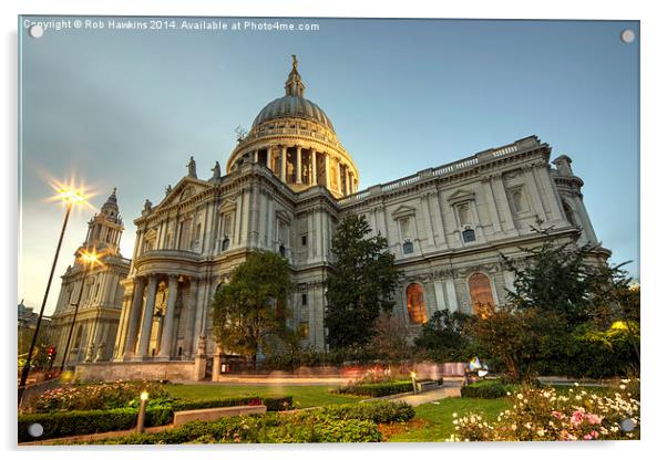  St Paul's Cathedral at dusk  Acrylic by Rob Hawkins