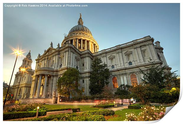  St Paul's Cathedral at dusk  Print by Rob Hawkins