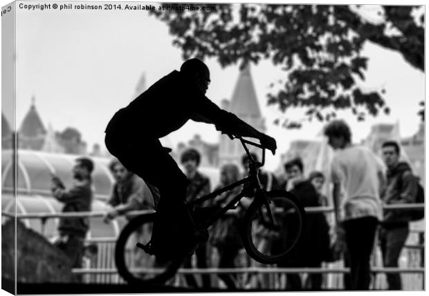  BMX Biker at the skateboard park, South bank  Canvas Print by Phil Robinson