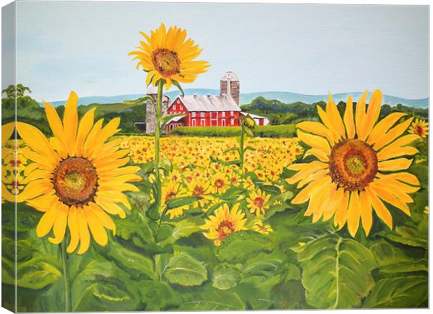 Sunflowers on Route 45 - Pennsylvania Canvas Print by Jan Dappen